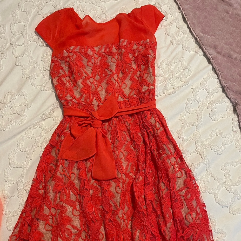 Red lace dress